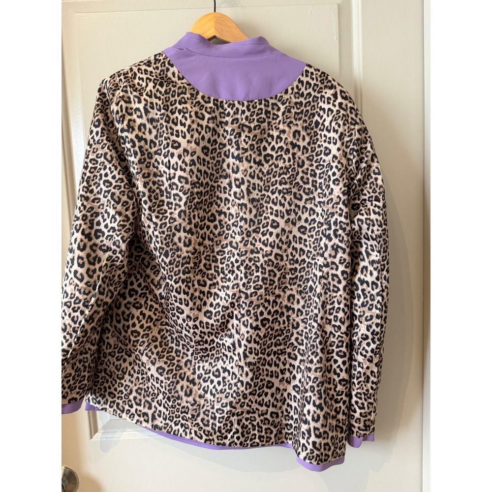 Purple Lavender Blazer XL Leopard Print Lined Single Button Jacket - Picture 10 of 14